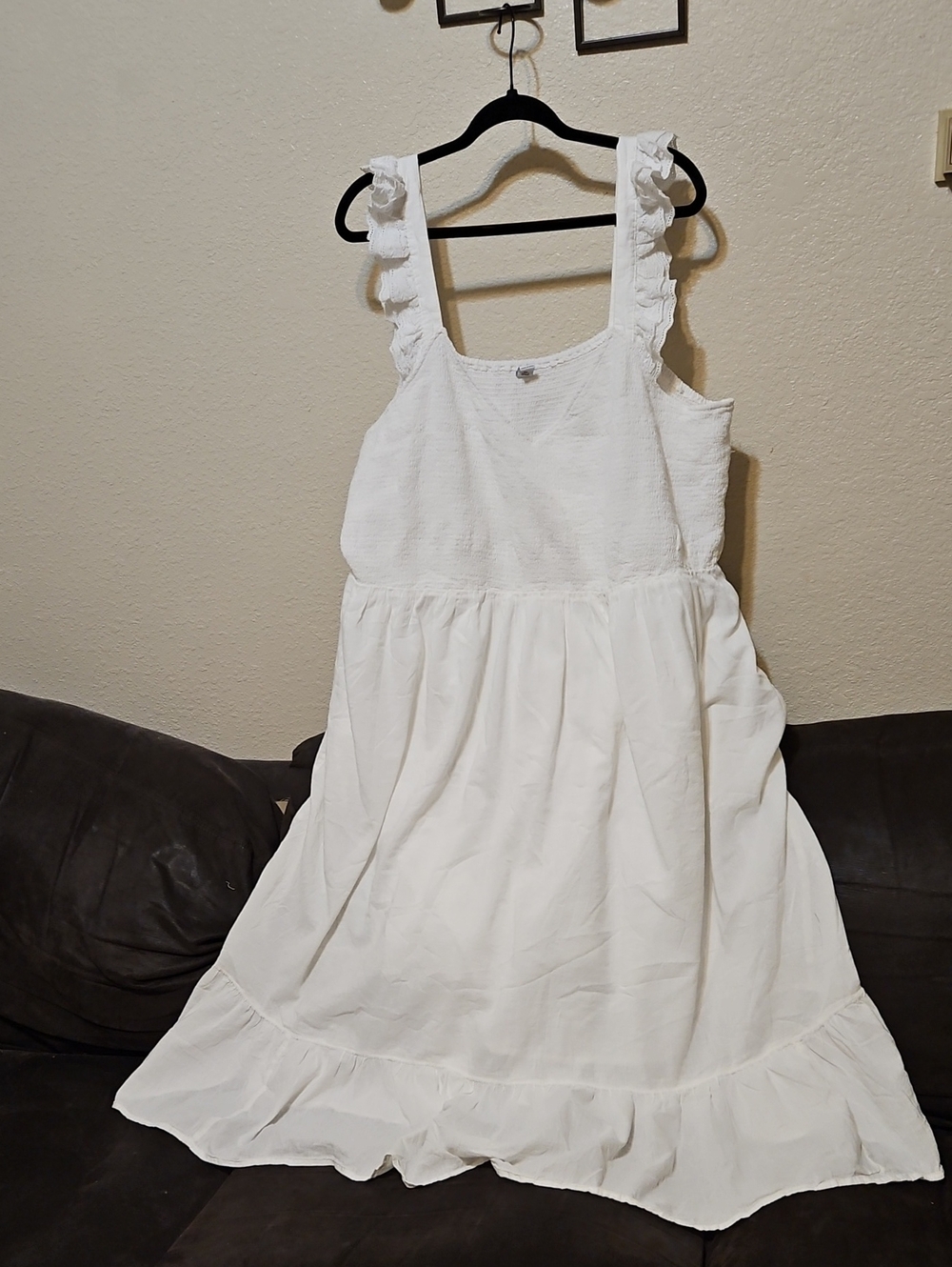 Old Navy White Ruffle Strap Maxi Dress